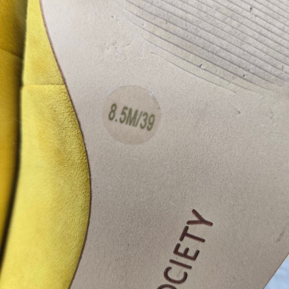 Sole Society Slingback Keilinah Pumps Mustard Suede Covered Heel size 8.5M - Picture 8 of 14